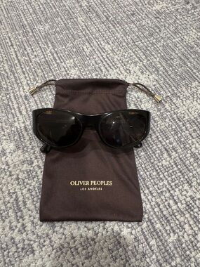 Oliver Peoples Glossy Black Cat-Eye Sunglasses